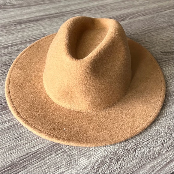 ZARA tan/brown wool blend felt Boho 3” wide brimmed hat - women’s medium - Picture 6 of 10